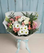 Букет цветов из:  Розы, Лизиантусы и Хризантемы в Краснофлотском