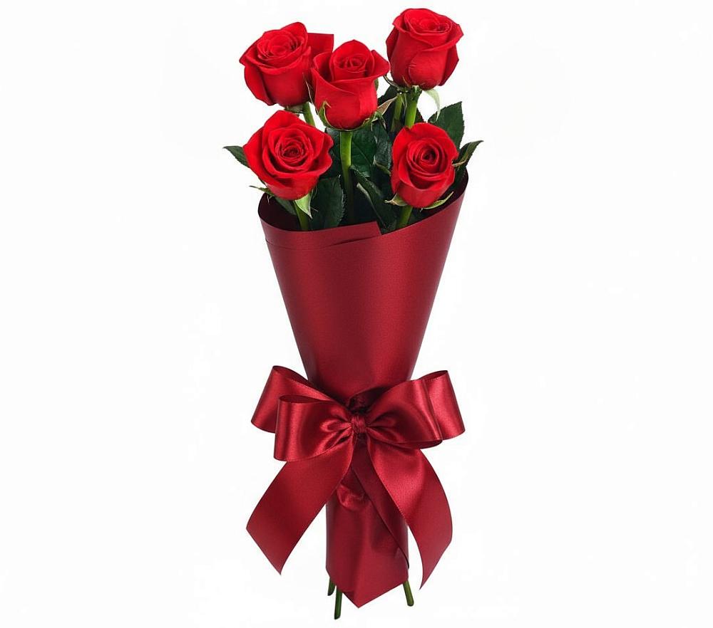 Букет 5 Красных роз Эдлесс Лав в Краснофлотском