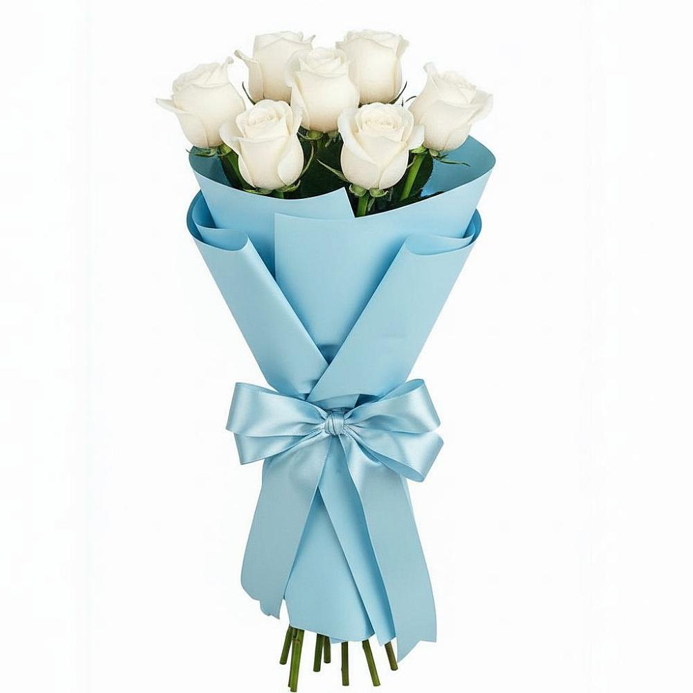 Букет 7 белых роз Проуд в Краснофлотском