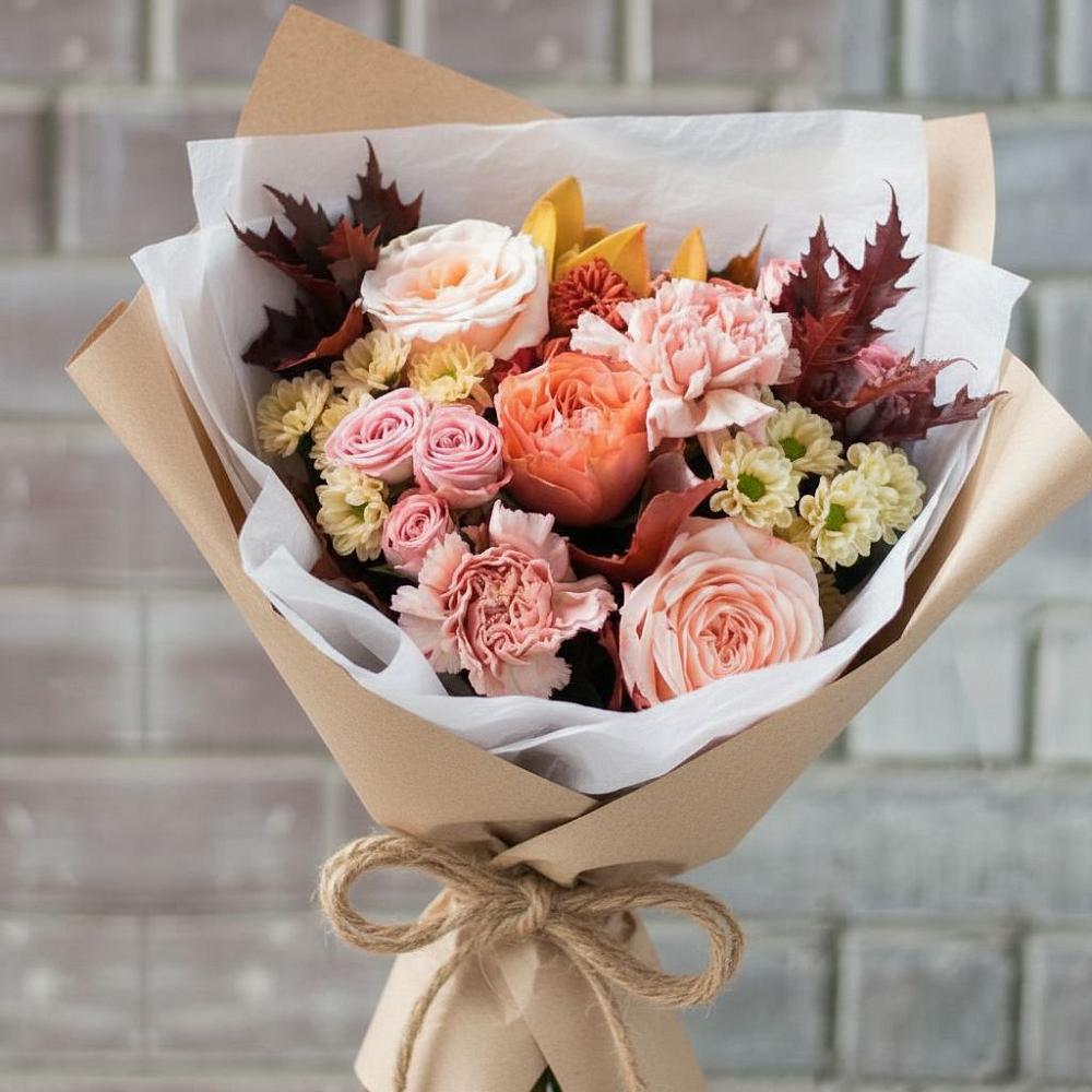 Букет цветов из: Гвоздики, Хризантемы и Розы в Краснофлотском