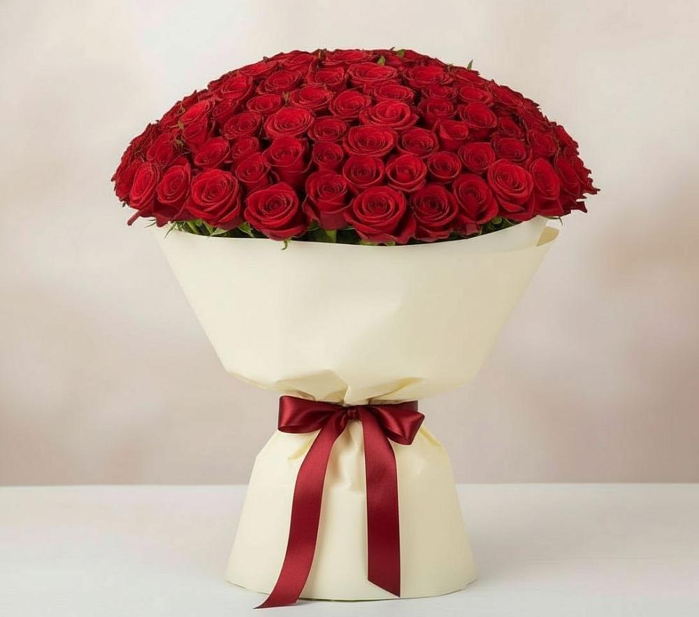 Букет 101 Красная роза Милано в Краснофлотском