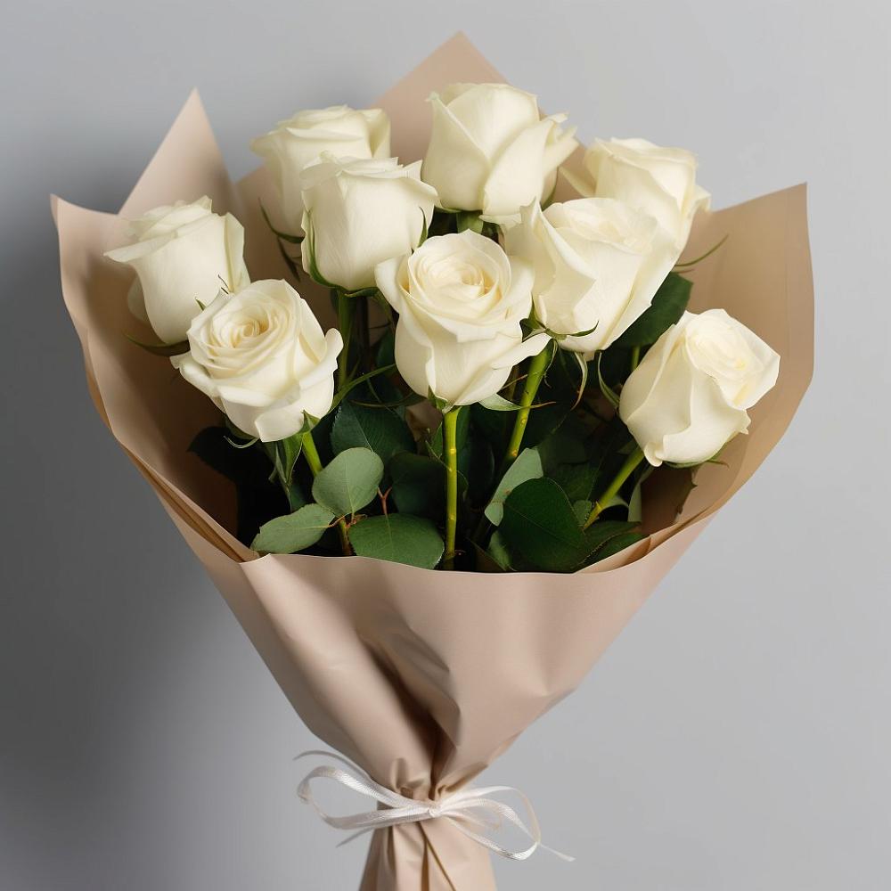 Букет 9 Белых роз Эдлесс Лав в Краснофлотском