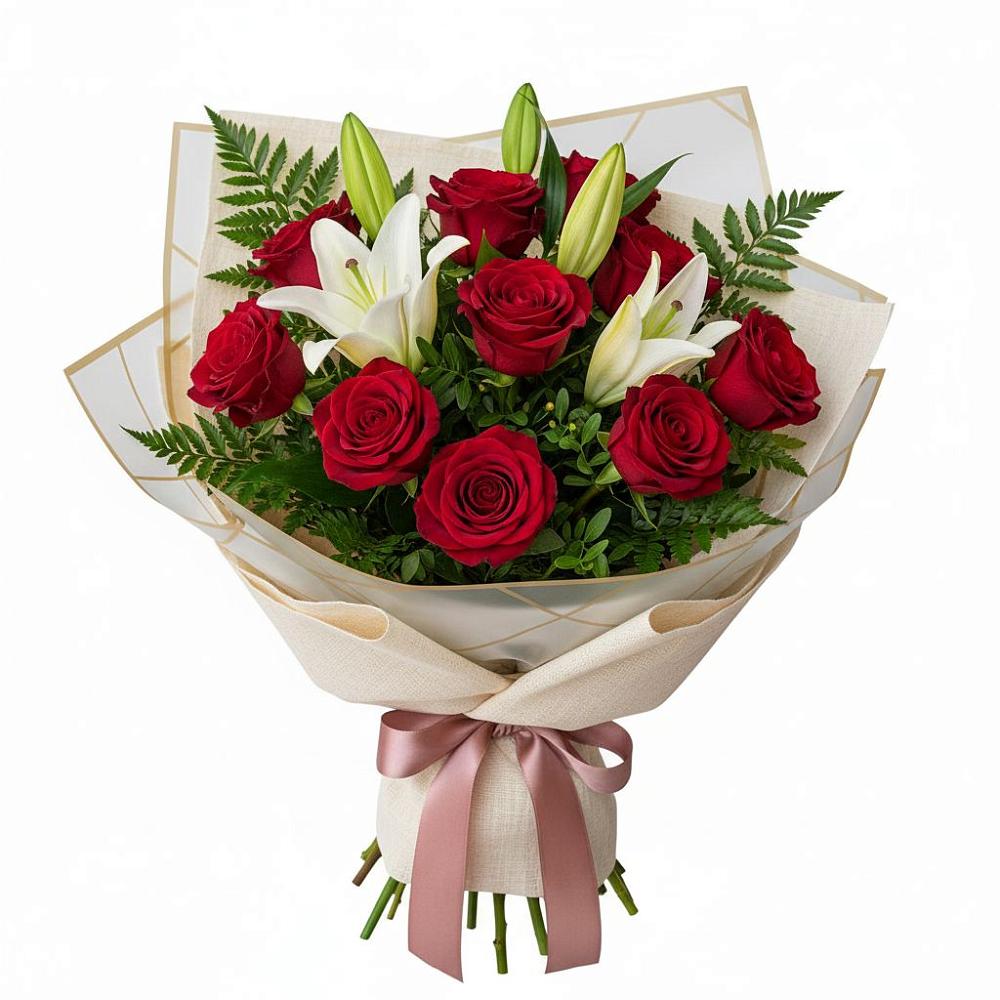 Букет цветов из: Лилии и Розы в Краснофлотском