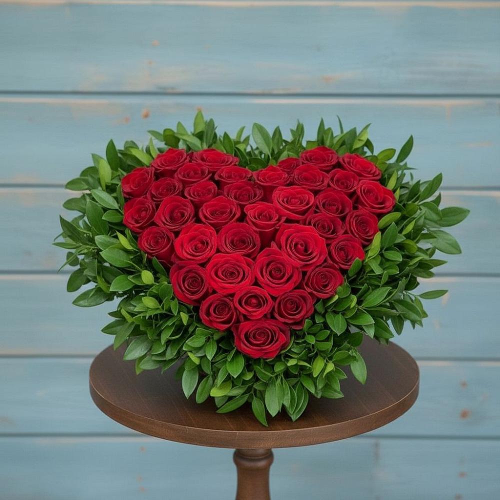 Цветочная композиция из Розы в виде сердца в Краснофлотском