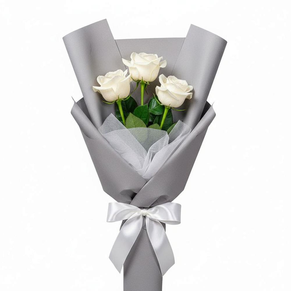 Букет 3 белые розы в Краснофлотском