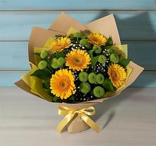 Букет цветов из:  Герберы и Хризантемы в Краснофлотском