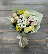 Букет цветов из:  Альстромерии, Розы и Хризантемы в Краснофлотском